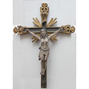 Baroque Wooden Crucifix, Spanish (?), 17th Century