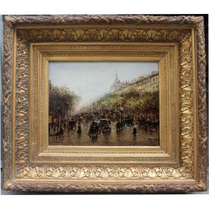 Busy Urban Life At The Carrefour Drouot In Paris By Gaspar Gaspar Miró I Lleó ( 1859-1930)