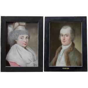 Paire de portraits par Anselm Wagner (roumain, 1766 Timisoara - 1806), attribués à