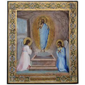 Icône russe, fin du XIXe siècle  La Résurrection du Christ