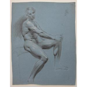 « Nu masculin III », dessin académique, datée de 1832