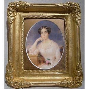 "portrait Of A Young Beauty," Ivory Miniature By Emanuel Thomas Peter (1799–1863)