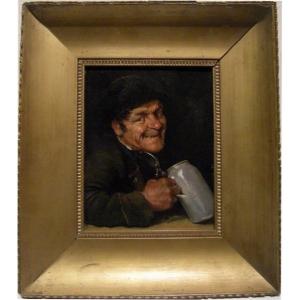 Happy Drinker, Munich School Of Art, Late 19th Century