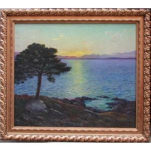 Sunset Over The Sea By Eduard Kasparides (austrian, 1858–1926)—attributed