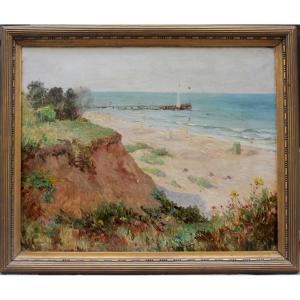 The Beach At A Baltic Sea Seaside Resort By Otto Nowak (1874–1945)