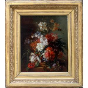 Classic Still Life With Flowers In A Basket By Jacob Van Huysum, A Pupil Of