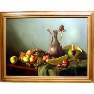 La grande nature morte par peintre russe A.Chuntomov (MILIEU DU 20E SIÈ)