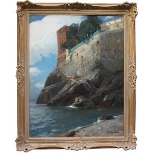 Willy Hamacher (german, 1865–1909) The Ligurian Coast Near Zoagli, Genoa (riviera Di Levante)