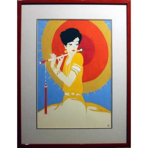Dessin original Art déco pour une affiche publicitaire, graphiste allemand, années 1920