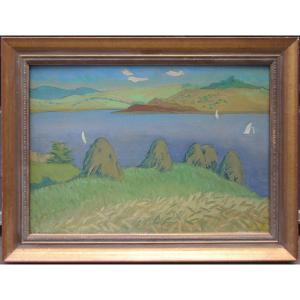 Paysage moderniste par Ludwik Dvoracek (tchèque, né en 1895)