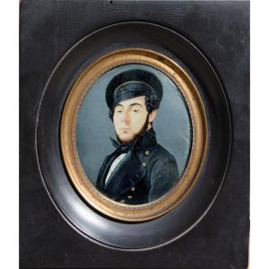 Ernest Joseph Angelon Girard ( Français, 1813 - 1898) Portrait miniature d'un jeune marin