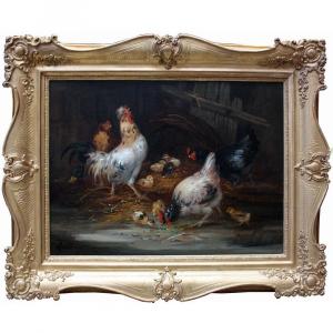 Chicken Coop By Claude Guilleminet (1821 - Paris - Around 1861)