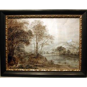 Arcadian Landscape  With River And Ruins By Martin Von Molitor (austrian 1759-1812)