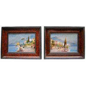 A Pair Of Coastal Landscapes, Italian, Circa 1900