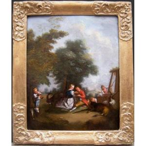 Amour rural de Nicolas Lancret (1690 - 1743) disciple du XVIIIe siècle