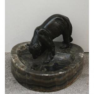Vienna Bronze, Early 20th Century, "russian Bear", Business Card Bowl