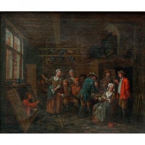B. Van Den Bossche (1681-1715), Attr. Tavern Scene With Smoking And Drinking Company