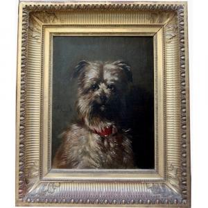 Portrait Of A Favorite Dog By Louis Robert Heyrault (french, Active 1840-1880)