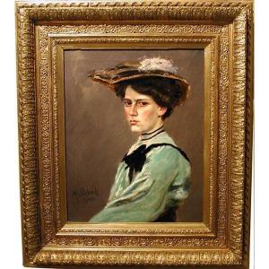 Portrait Of A Parisienne By Maurice Polak (worked In Paris In The Early 20th Century)