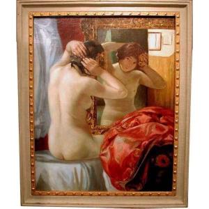 Nu devant le miroir  par Raimund Germela (autrichien, 1868-1945)