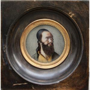 Portrait miniature d'un juif orthodoxe, première moitié du XIXe siècle