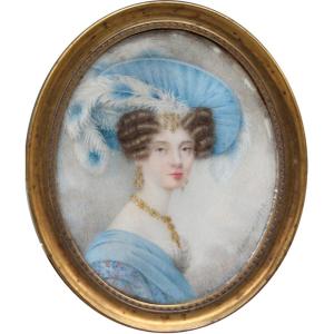 Miniature Portrait Of Marie Louise, Duchess Of Parma By Giuseppe Naudin (1792 - Parma - 1872)