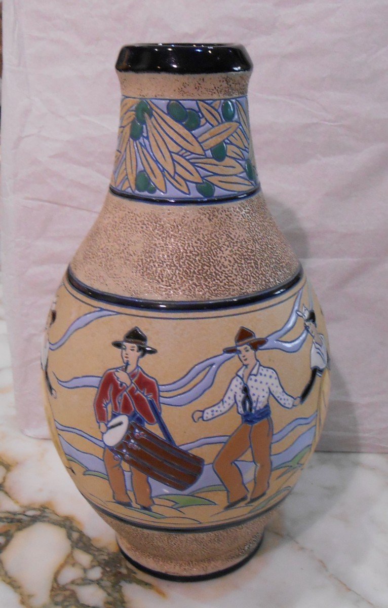 Art Deco Ceramic Vase La Farandole.-photo-4