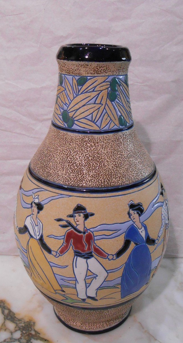 Art Deco Ceramic Vase La Farandole.