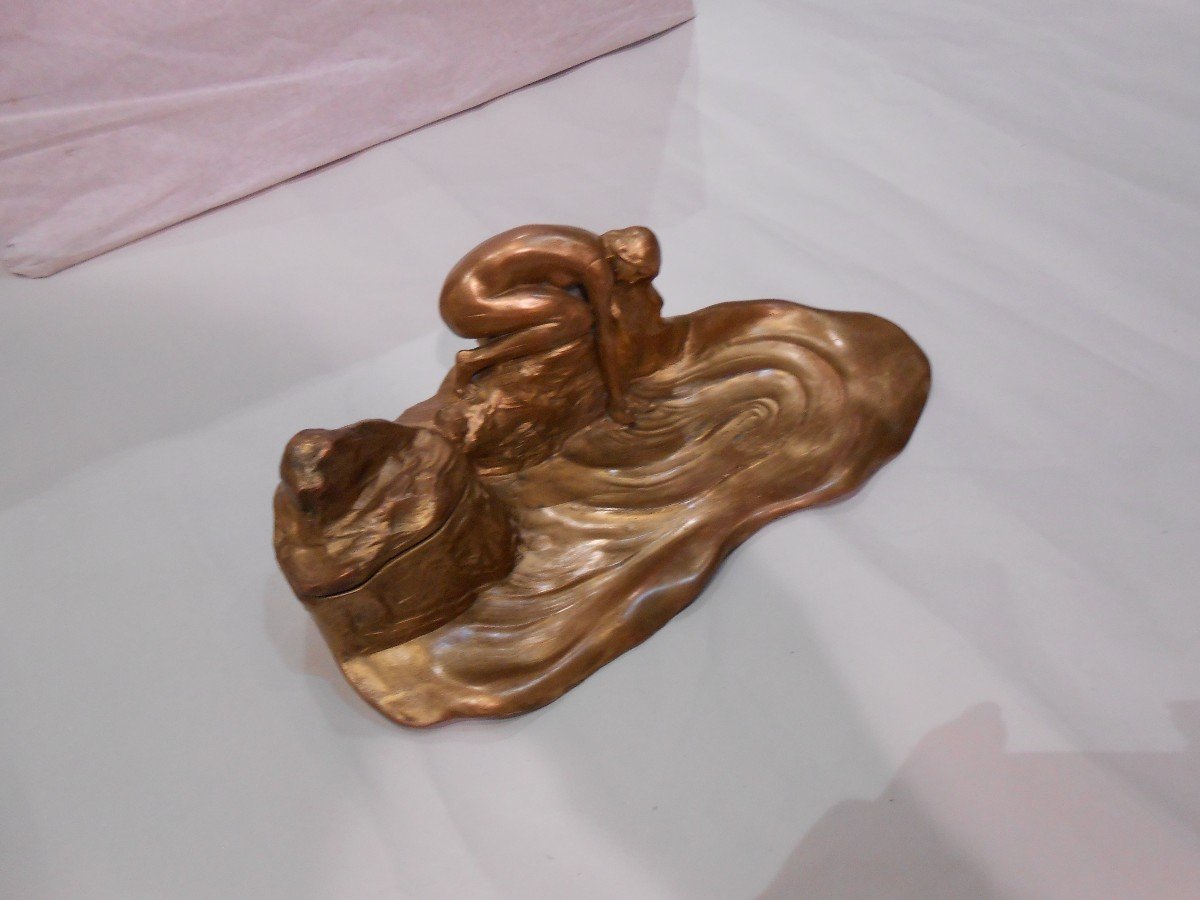 Art Nouveau Bronze Inkwell-photo-2