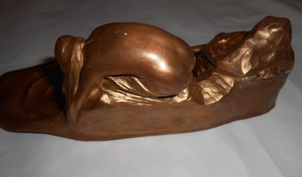 Art Nouveau Bronze Inkwell-photo-3