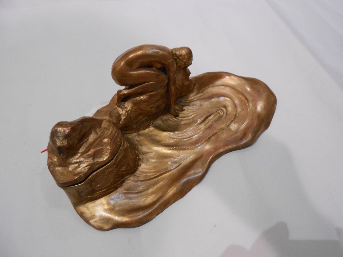 Art Nouveau Bronze Inkwell-photo-2