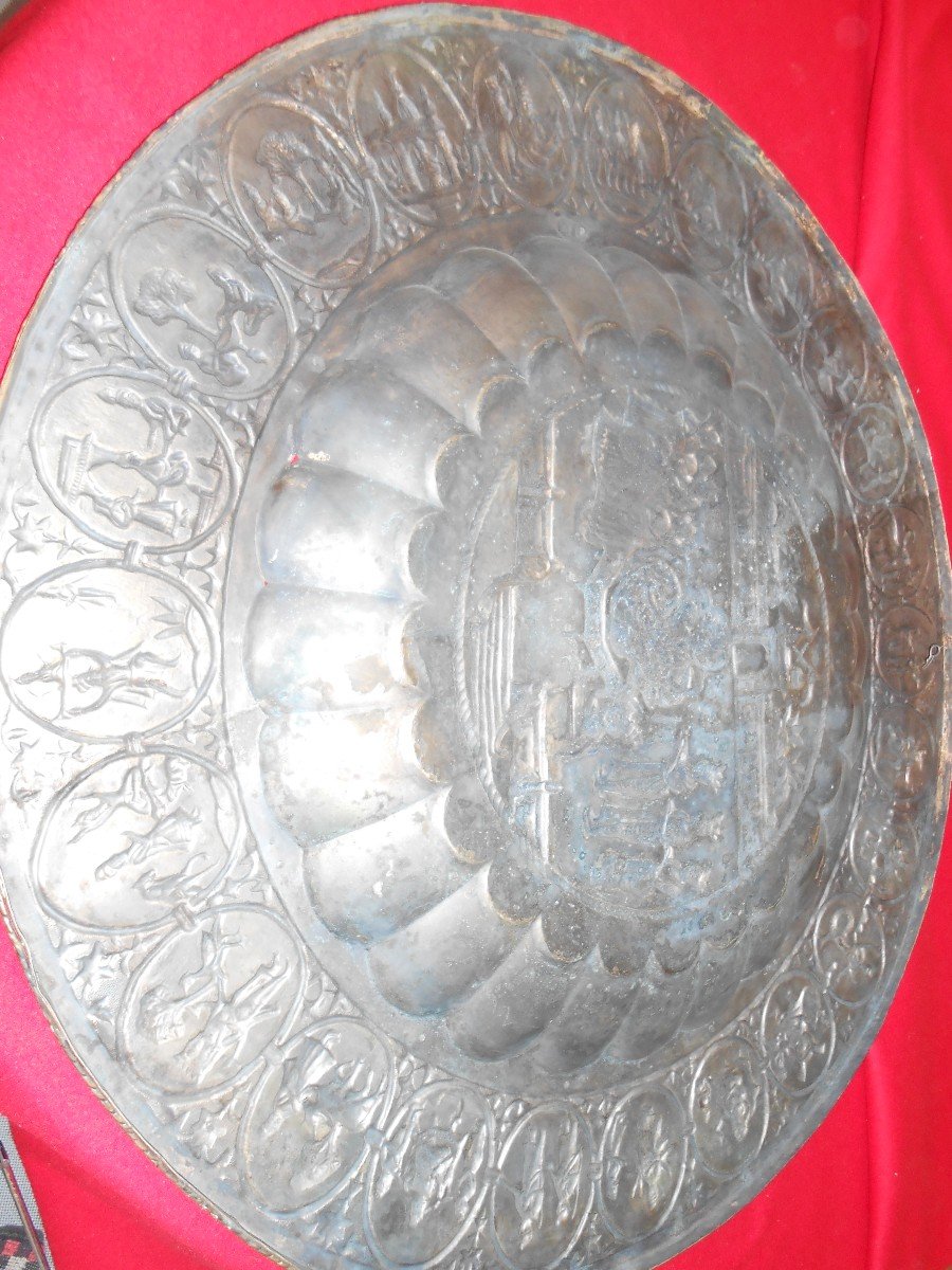 Large Round Silver Brass Tray-photo-4