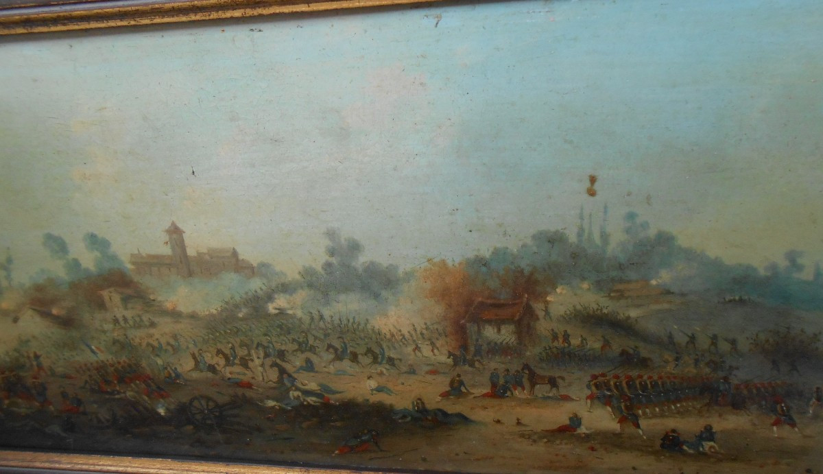 Huiles sur Cuivre en paire   Scénes de Bataille-photo-2