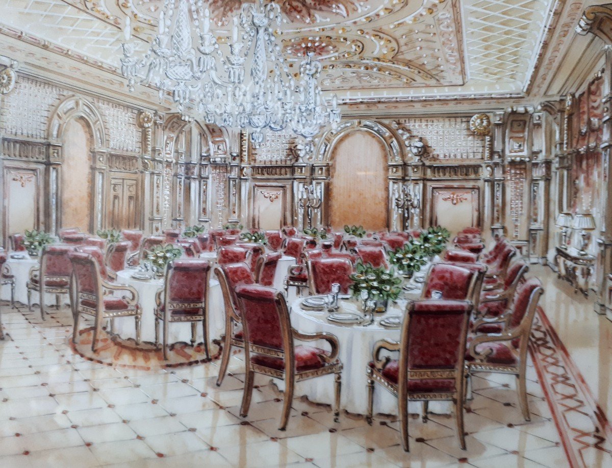 Proantic DESSIN D ARCHITECTE Palace H tel Luxe Salle Manger proantic-dessin-d-architecte-palace-h-tel-luxe-salle-manger