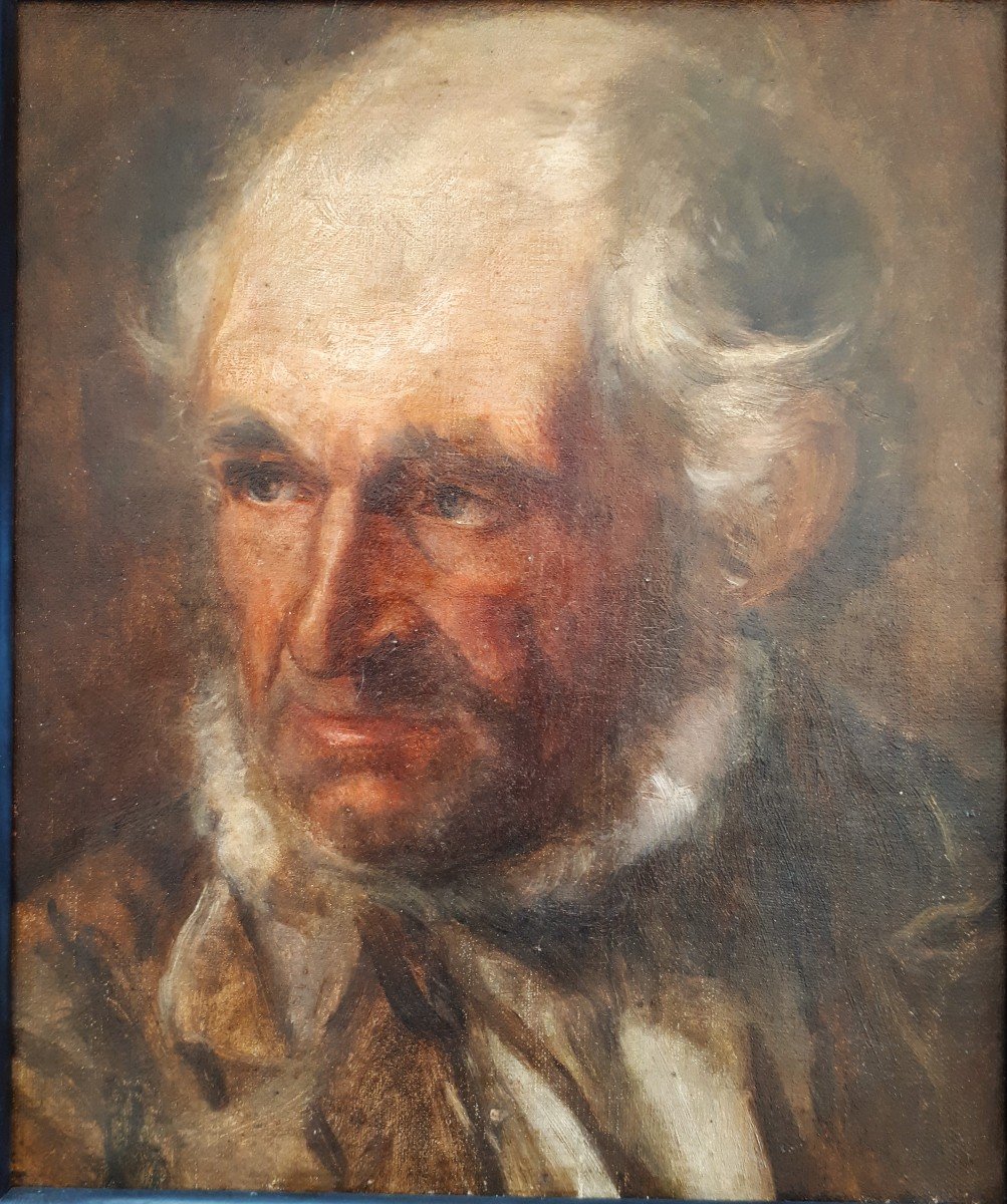 BURGER Anton (1824-1905)- Puissant portrait d'Homme mûr. XIXe-Professeur Royal de Prusse.