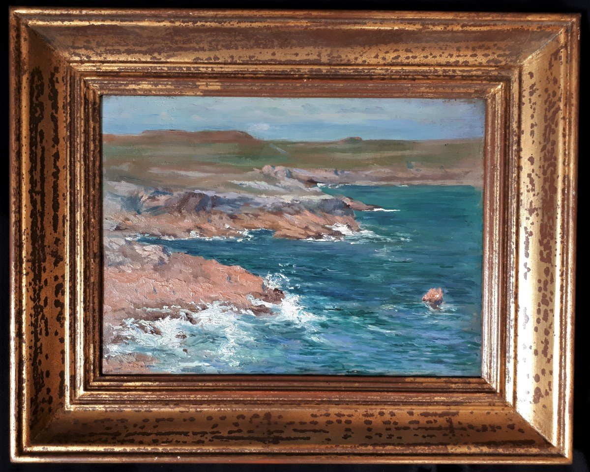 Brindeau De Jarny - Rocky Coast, Sea. Official Painter Of The Navy. Early Twentieth.