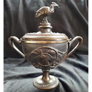 Pot Couvert à l'Ibis En Bronze - XIXe
