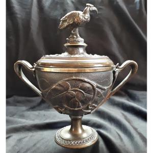 Pot Covered With Ibis In Bronze - Nineteenth