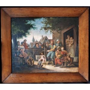 Nineteenth Flemish School - Musicians And Monkeys-