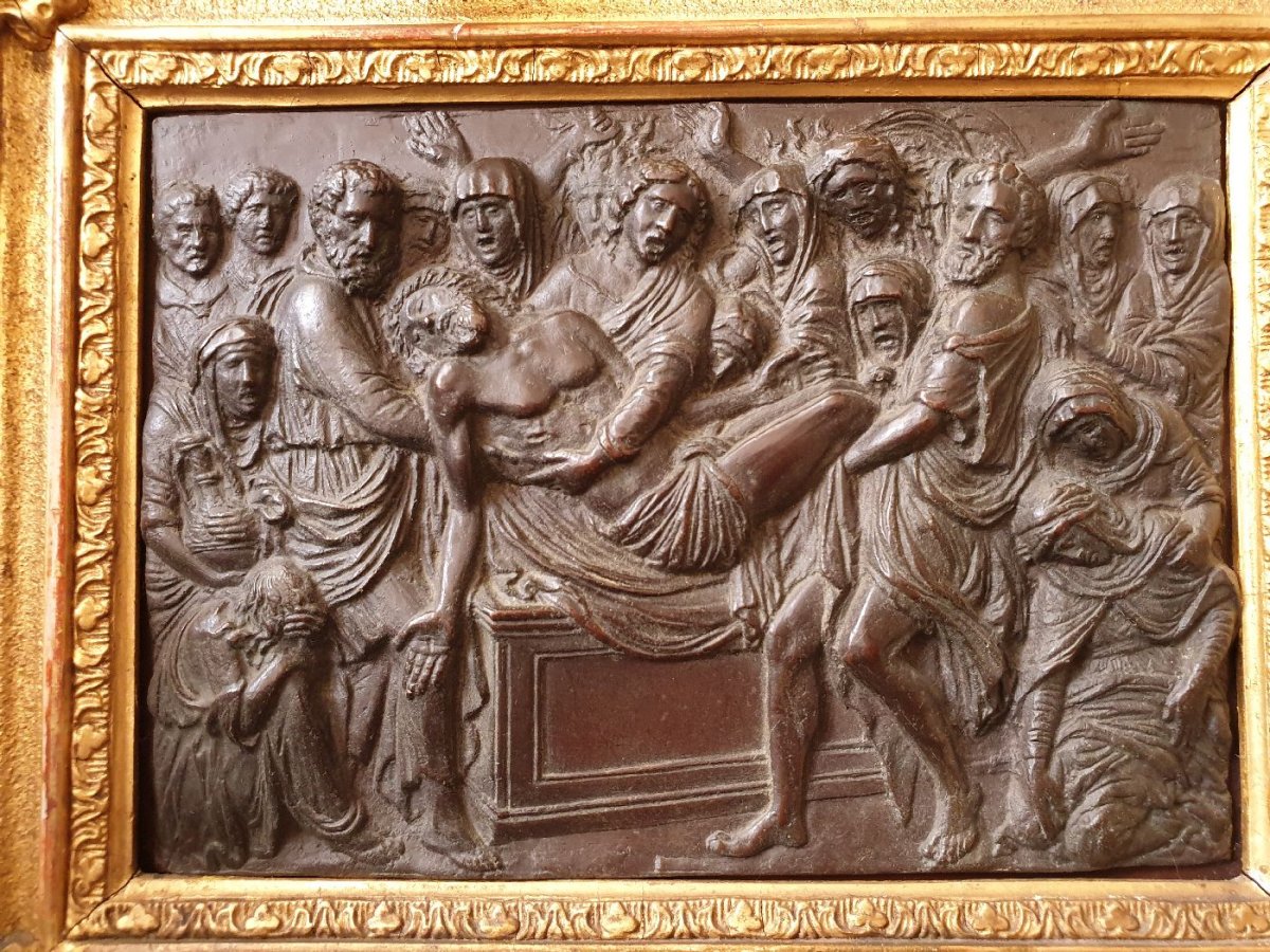 Bas Relief - Copper - Entombment - Jesus - XIXth Century - 19th-photo-3