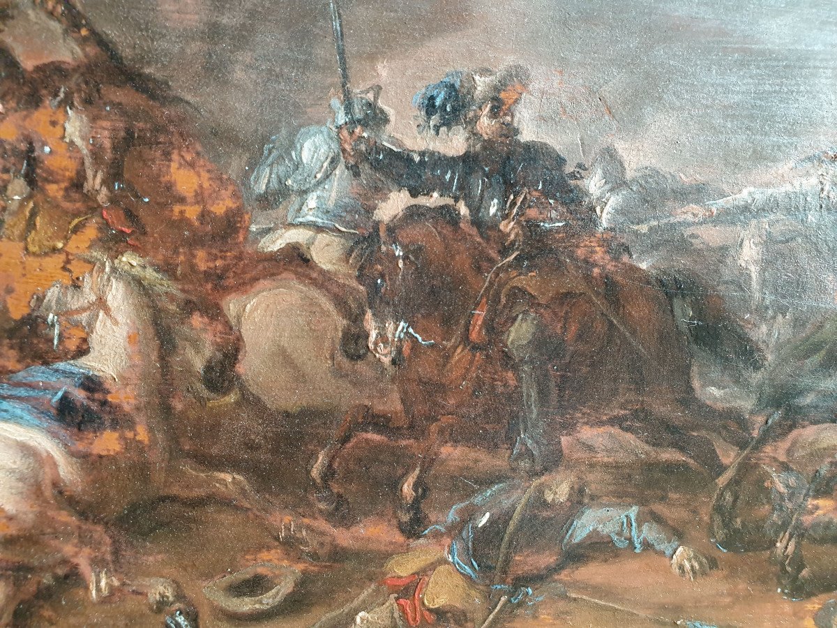 Huile Sur Panneau - Scène De Bataille   XVIIème - 17th - Jacques Courtois - Wyck , Simonini  -photo-1