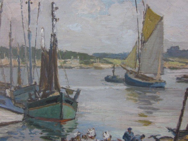 André Demoly "fishing Port In Brittany"-photo-3