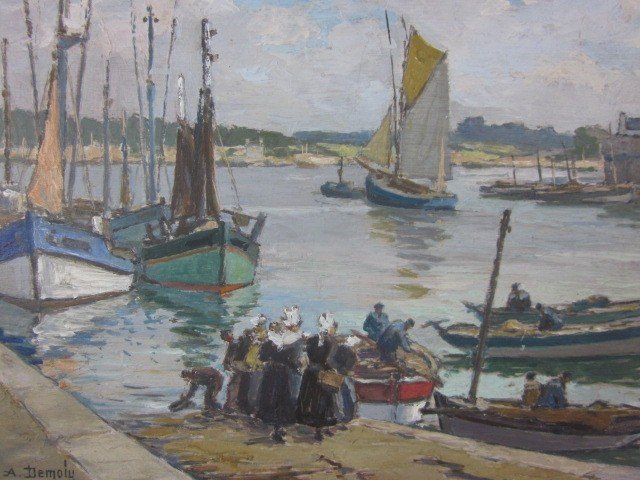 André Demoly "fishing Port In Brittany"-photo-6