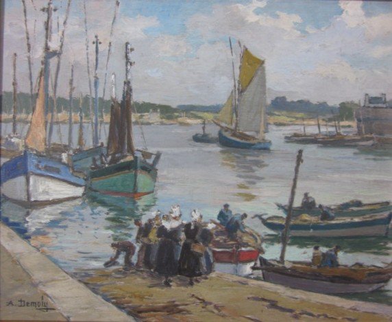 André Demoly "fishing Port In Brittany"