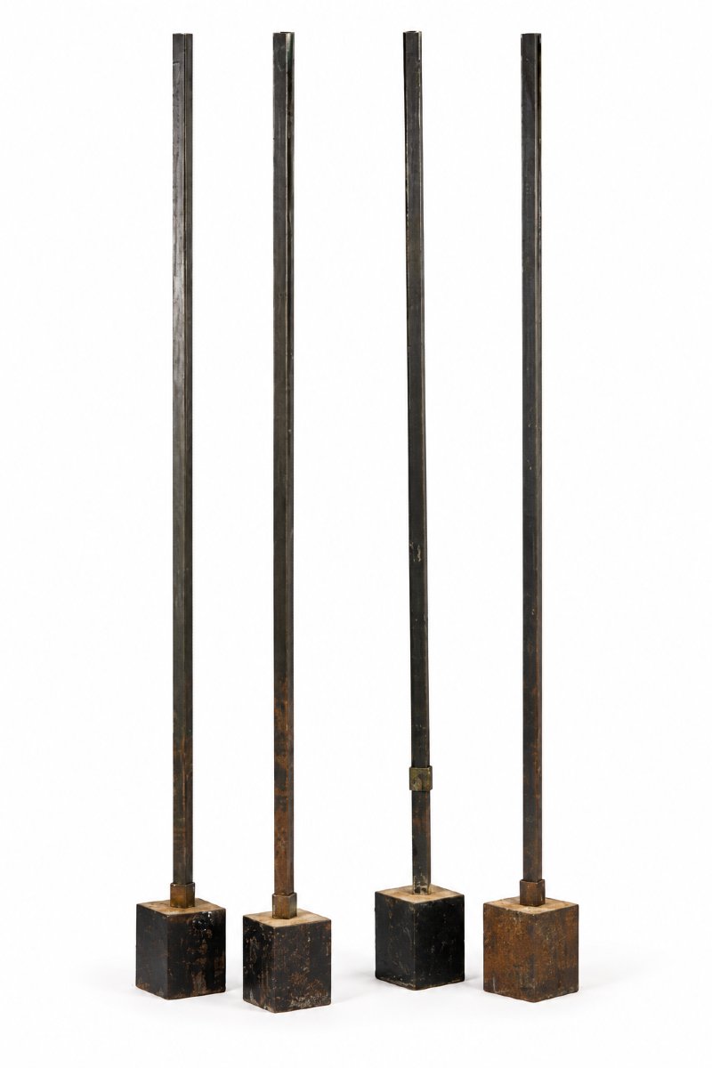 Four Large Wrought-iron Torches