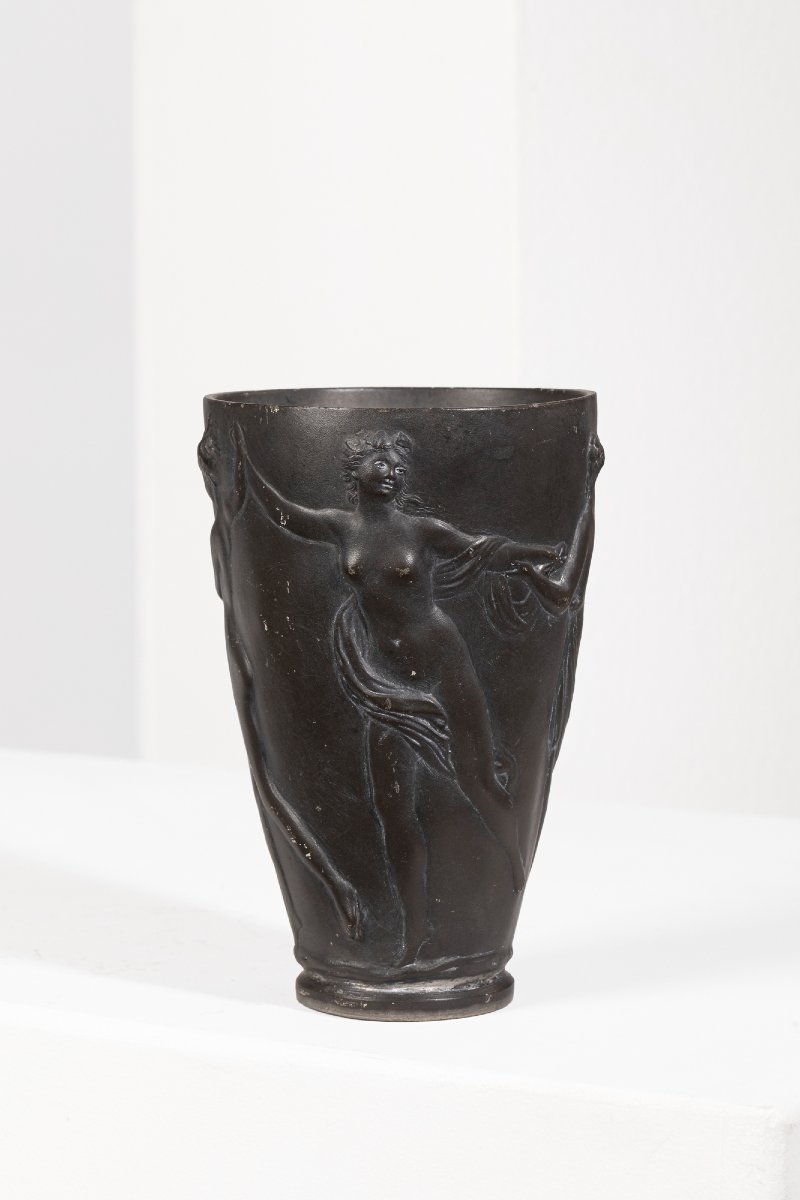 Pewter Vase Signed Klacman And E. Frères, Circa 1900-photo-3