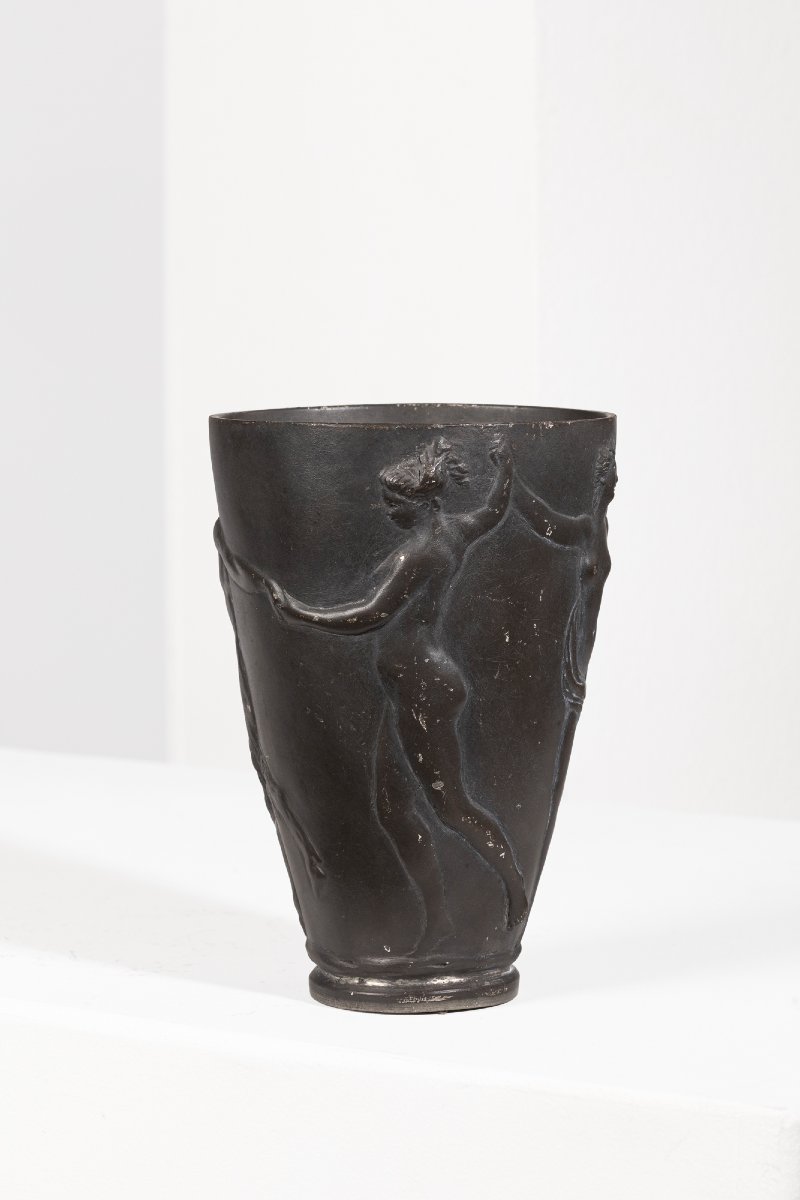 Pewter Vase Signed Klacman And E. Frères, Circa 1900-photo-4
