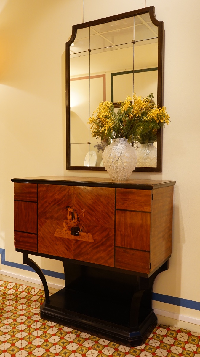 Console italienne marqueterie, 1940-photo-4