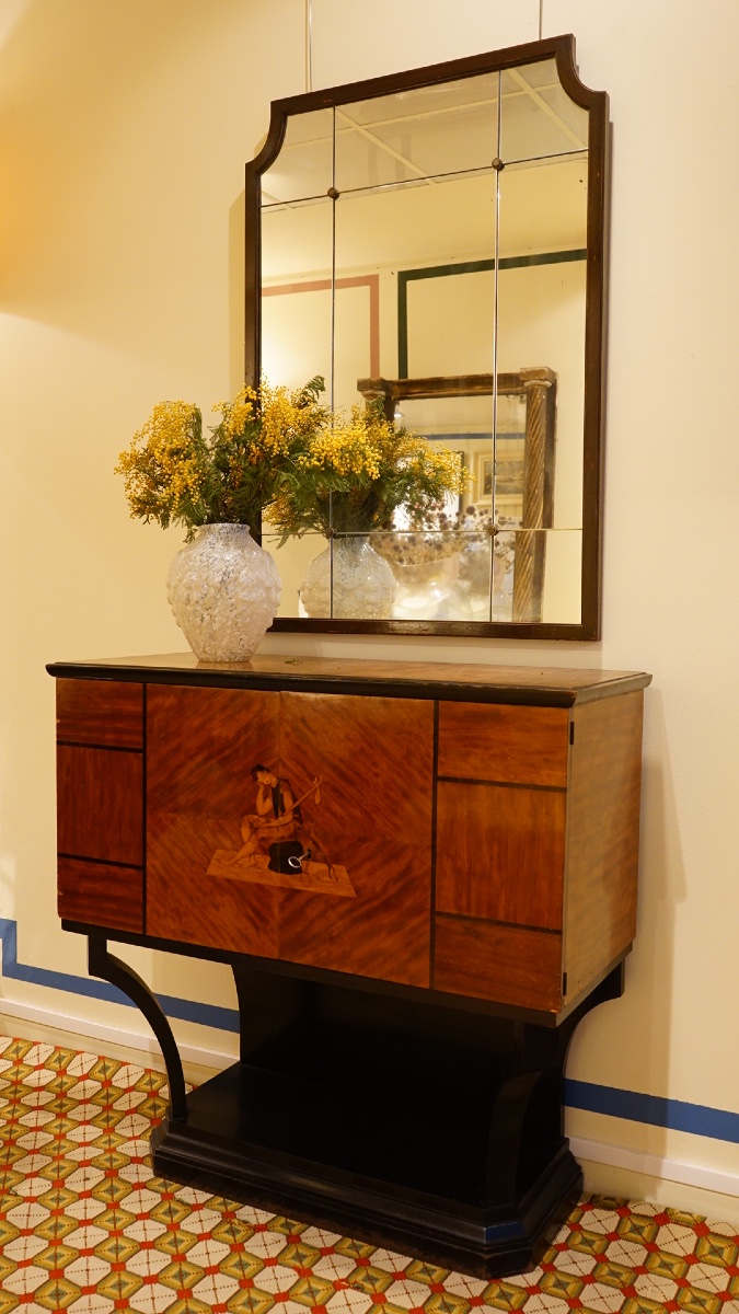 Console italienne marqueterie, 1940-photo-1