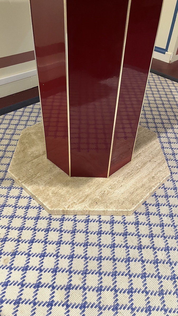 Lacquered And Travertine Dining Table, 1970-photo-4